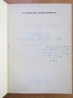 Alexandru Zub - La revolution francaise et les roumains (cu autograful autorului)