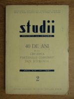 Studii. Revista de istorie. 40 de ani de la crearea Partidului Comunist din Romania (nr. 2, anul XIV, 1961)