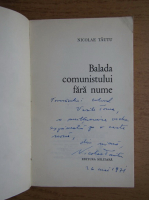 Nicolae Tautu - Balada comunistului fara nume (cu autograful autorului)