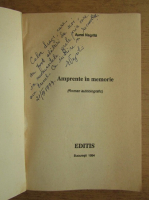 Negrila Aurel - Amprente in memorie (cu autograful autorului)
