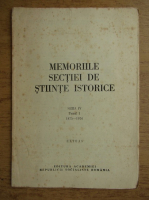 Memoriile sectiei de stiinte istorice, tomul I, 1975-1976