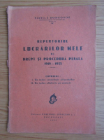 Vintila Dongoroz - Repertoriul lucrarilor mele de drept si procedura penala 1919-1935 (1935)