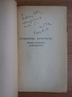 Alexandru Dima - Domeniul esteticei (cu autograful autorului, 1947)