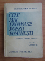 Const. Solomon, G. Ursu - Cele mai frumoase poezii romanesti. Antologie pentru tineret (1937)