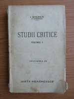 I. Gherea - Studii critice (volumul 1, 1923)