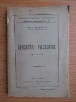 Ioan Petrovici - Cercetari filosofice (1926)