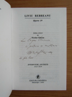 Liviu Rebreanu - Opere (volumul 19, cu autograful si dedicatia lui Niculae Gheran)