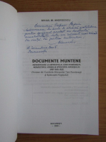 Mihail M. Andreescu - Documente muntene (cu autograful autorului)