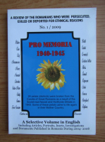 Revista Pro Memoria, nr. 1, 2009