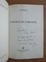 Ion Mamina - Consilii de coroana (cu dedicatia si autograful autorului)