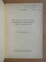 P. P. Panaitescu - De ce au fost Tara Romaneasca si Moldova tari separate (cu autograful si dedicatia autorului pentru Nicolae Cartojan, 1938)
