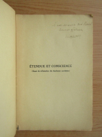 Victor Marcel - Etendue et conscience (cu autograful autorului, 1932)