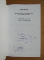 Doru Motoc - Blues pentru saxofon alto (cu autograful autorului si dedicatie pentru Radu Beligan, editie bilingva)