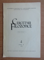 Revista Cercetari Filozofice, anul X, nr. 4, 1963