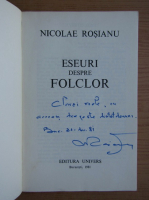 Nicolae Rosianu - Eseuri despre folclor (cu autograful autorului)