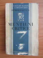 Perpessicius - Mentiuni critice (volumul 1, 1934)
