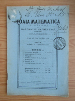 Revista Foaia matematica, anul III, nr. 9, septembrie 1926
