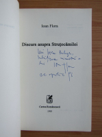 Ioan Flora - Discurs asupra Strutocamilei (cu autograful si dedicatia autorului pentru Balosh Iozef)