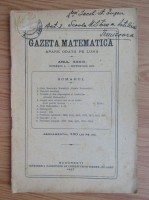 Revista Gazeta Matematica, anul XXXIII, nr. 1, septembrie 1927