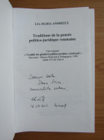 Lia-Maria Andreita - Traditions de la pensee politico-juridique roumaine (cu autograful autoarei)