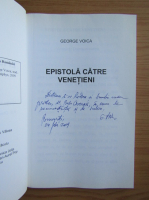 George Voica - Epistola catre venetieni (editie bilingva, cu autograful autorului)