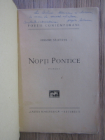 Anticariat: Grigore Salceanu - Noptile pontice (1944, cu autograful autorului)