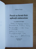 Adrian Voica - Poezii cu forma fixa (cu autograful autorului)