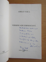 Adrian Voica - Versificatie eminesciana (cu autograful autorului)