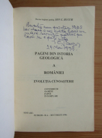 Ion Bucur - Pagini din istoria geologica a Romaniei (cu autograful autorului)