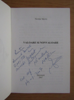 Nicolae Mavru - Valoare si nonvaloare (cu autograful autorului)