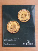 Ancient, foreign and United States coins with bank notes