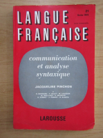 Jacqueline Pinchon - Langue francaise. Communication et analyse syntaxique