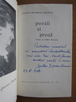 Agatha Grigorescu Bacovia - Poezii si proza (cu autograful autoarei)