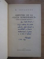 M. Sevastos - Amintiri de la Viata romaneasca (cu autograful autorului)