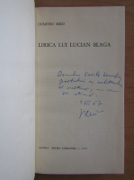 Dumitru Micu - Lirica lui Lucian Blaga (cu autograful autorului)