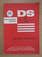 Caiet de documentare selectiva. Rezistenta materialelor, nr. 1, ianuarie-februarie 1973