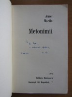 Anticariat: Aurel Martin - Metonimii (cu autograful autorului)