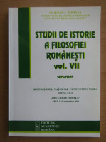 Studii de istorie a filosofiei romanesti. Supliment (volumul 7)