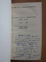 Dumitru Micu, Nicolae Manolescu - Literatura romana de azi 1944-1964 (cu autograful autorilor)