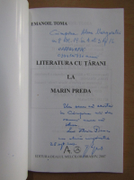 Emanoil Toma - Literatura cu tarani la Marin Preda (cu autograful autorului)