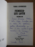 Tania Lovinescu - Femeia lui Loth (cu autograful autoarei)