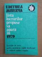 Editura Minerva. Lista lucrarilor propuse sa apara in 1979