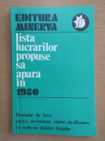 Editura Minerva. Lista lucrarilor propuse sa apara in 1980