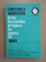 Editura Minerva. Lista lucrarilor propuse sa apara in 1981