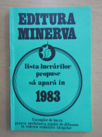 Editura Minerva. Lista lucrarilor propuse sa apara in 1983