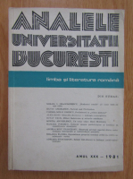 Analele Universitatii Bucuresti, anul XXX, 1981