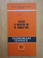 Criterii si orientari noi in pomicultura