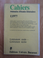 Revista Cahiers roumains d'etudes litteraires, nr. 1, 1977
