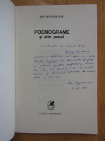 Ion Segarceanu - Poemograme si alte poezii (cu autograful autorului)