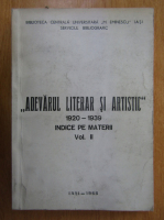 Adevarul literar si artistic, 1920-1939. Indice pe materii (volumul 2)